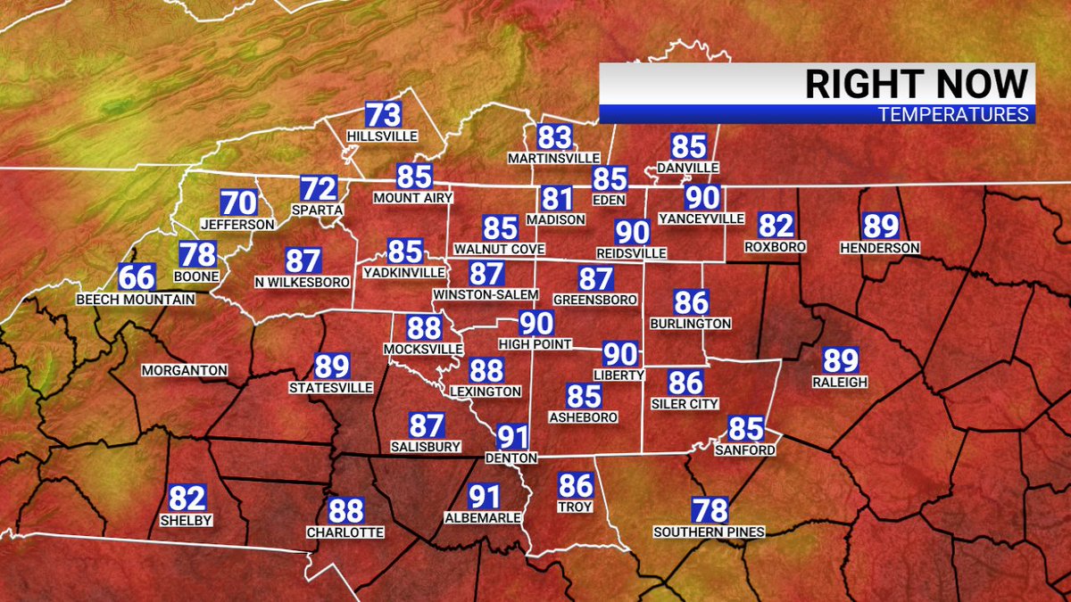 Winding down the day!  Here are your 5 pm temperatures from the FOX8 MAX Weather Center: