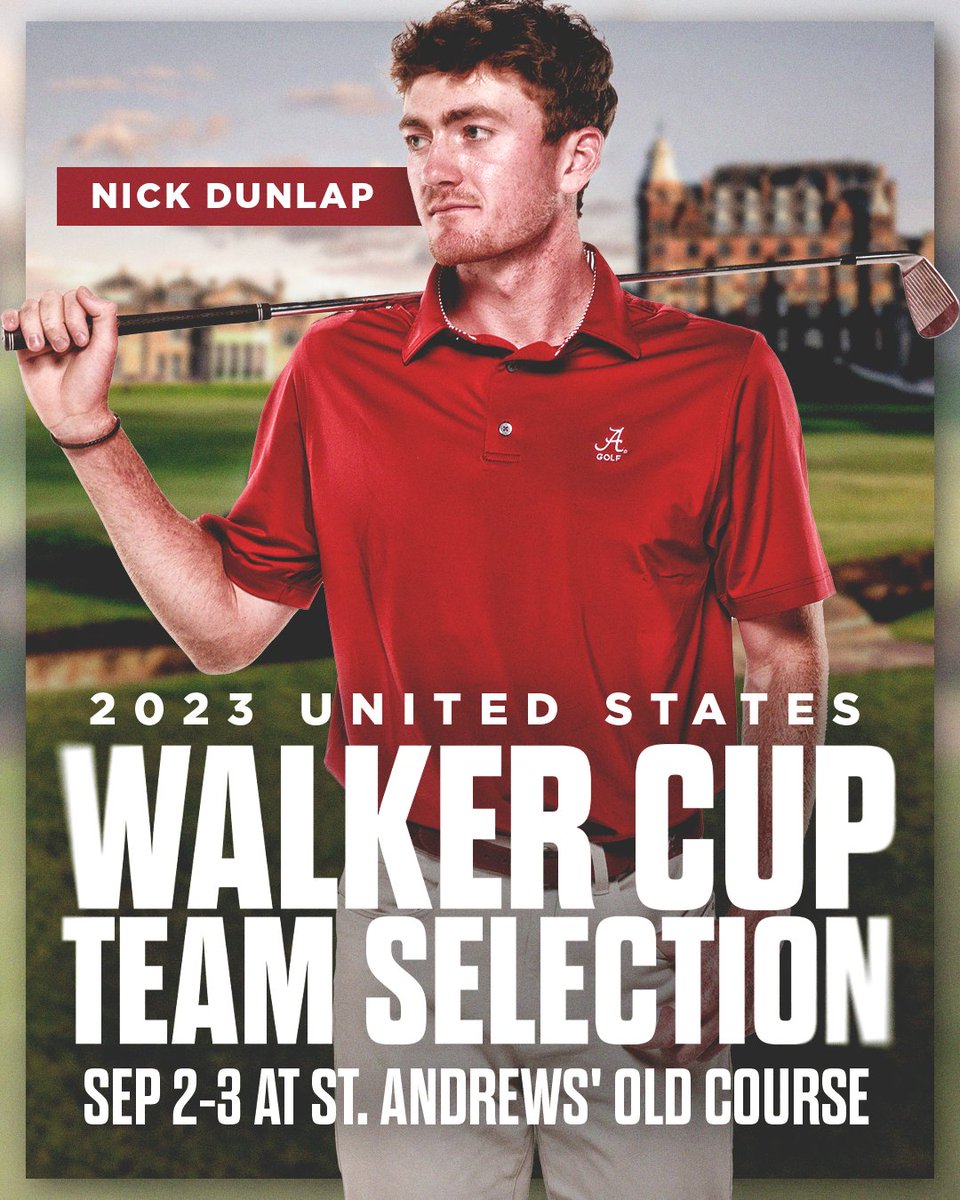 🚨🚨 Huge honor for Nick Dunlap who has been named to the 2023 United States Walker Cup team! 🏌️‍♂️🇺🇸 Full story ⤵️ 🔗 bit.ly/3QgH3Kl #RollTide