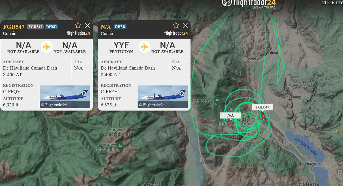 Q400's circling over #bchwy3 #bcfire