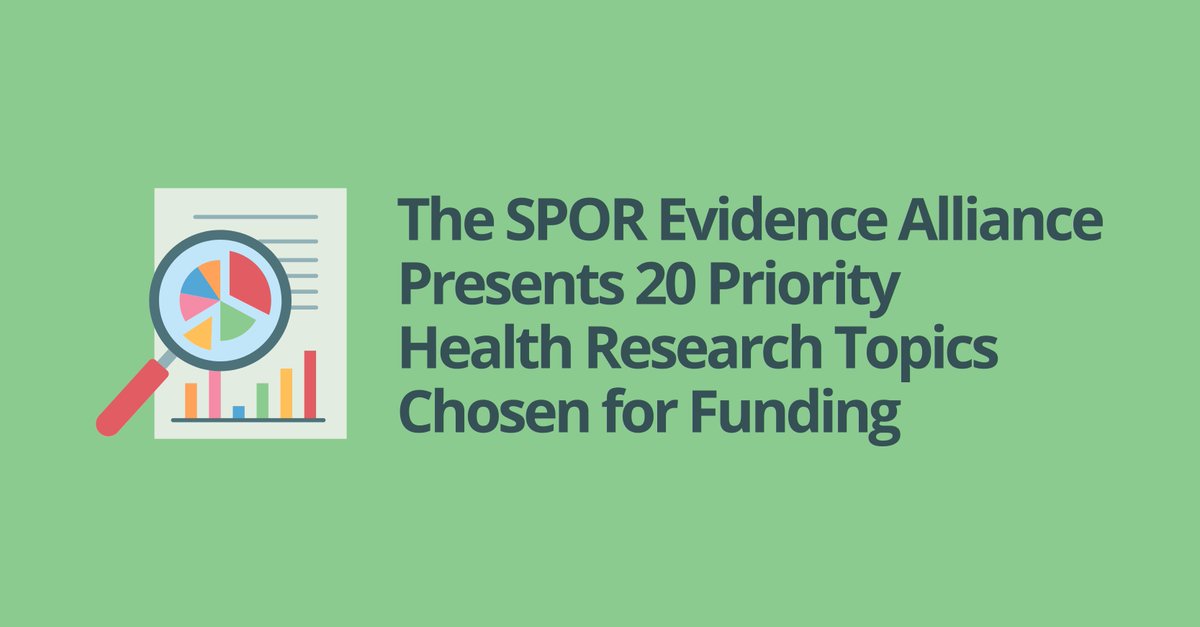 We are happy to announce that our 2023 Patient and Public Health Research Topic Priority-Setting exercise is complete! To learn more about the 20 top-priority topics that will be funded as research projects by the SPOR Evidence Alliance, visit: sporevidencealliance.ca/key-activities…