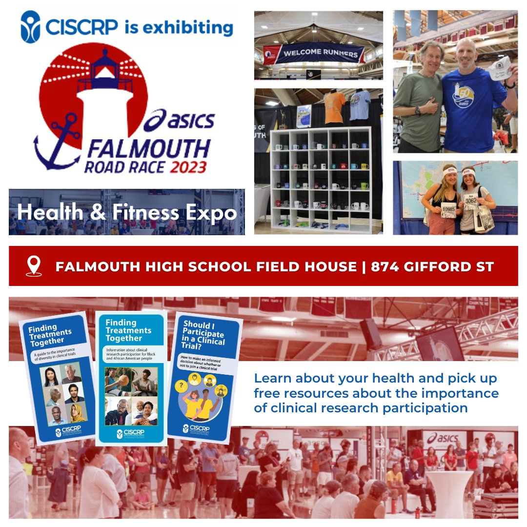 In the past 50 years, the Falmouth Road Race has become one of the signature events in distance running. CISCRP will be exhibiting at the Falmouth Road Race’s Health &amp; Fitness Expo to provide attendees with educational resources on clinical trials. awareforall.info/456ui9o
