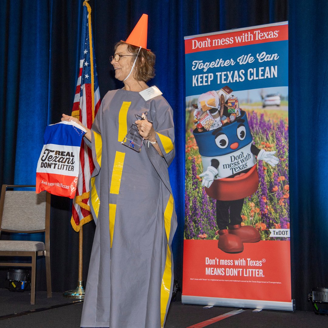 Together we can keep Texas clean and beautiful by volunteering with Adopt-a-Highway with @TxDOT . Adopt-a-Highway is open to anyone and everyone! Shout out to Nancy Angell this year's Adopt-a-Highway Individual Volunteer Award winner! Learn more through the link in our bio 🛣️