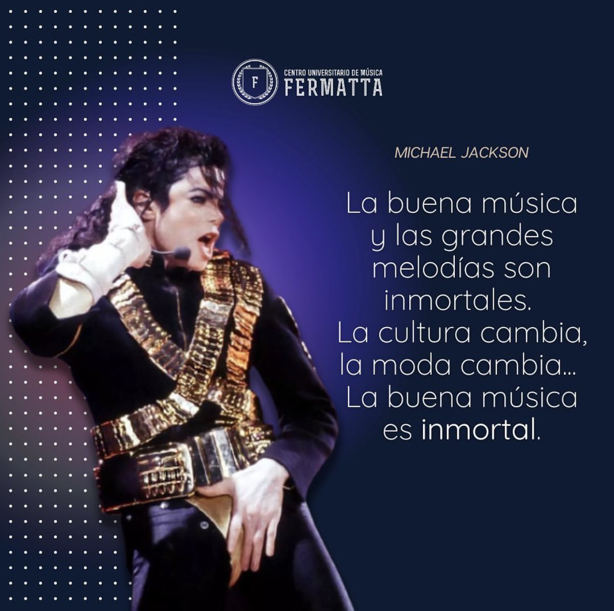 Fermatta's tweet photo. Recordando una de las frases más reconocidas del Rey del Pop. Like si estás de acuerdo.🖤🪩
#MichaelJackson #elreydelpop #musica #pop #cantante #compositor #industriamusical #music #style #singer #songwriter #dancer #kingpop https://t.co/ZgZNo5frgP