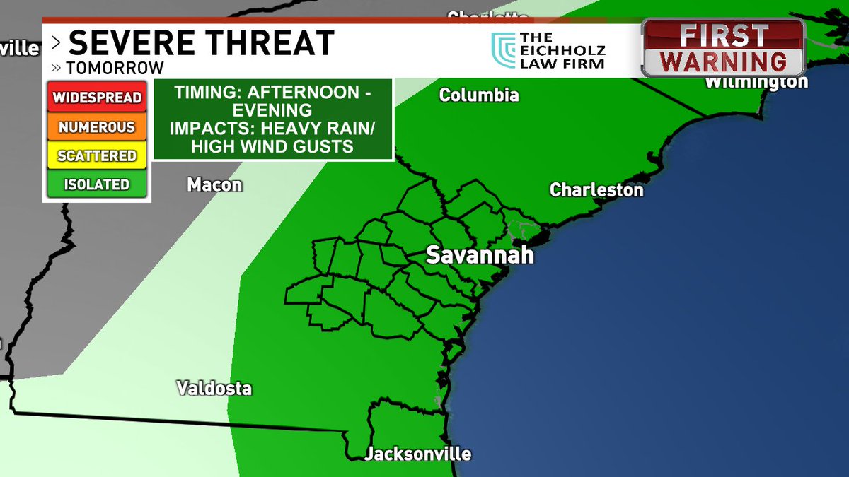 tommyhousewx's tweet photo. Isolated severe weather tomorrow across the area isn't out of the question. Likely late afternoon into the evening hours. #FOX28 https://t.co/M7KhR5SpMJ