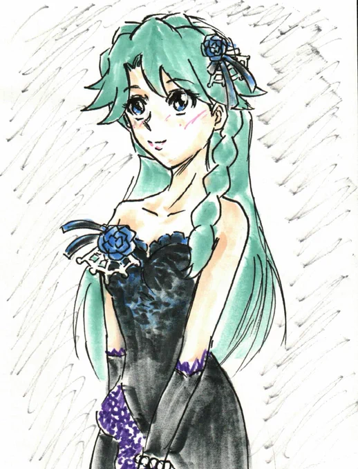 #プリキュア版深夜の真剣お絵描き60分一本勝負 お題「黒衣装」。 キュアぱずハロウィンみなみさん。 昨日描いて投稿せずに寝てました・・・