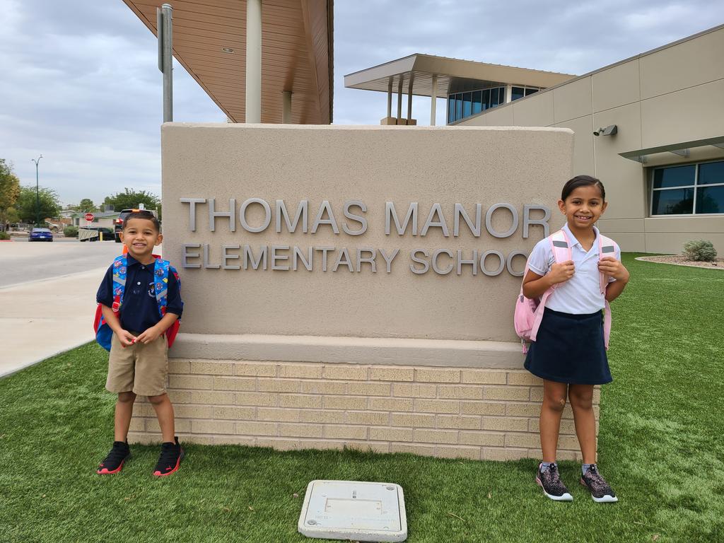 TMESWranglers's tweet photo. Welcome back Wranglers   @ThomasManorES looking forward another amazing year. YEEHAW!! #LightsCameraLearning 
@BrendaChR1 @YsletaISD @_IreneAhumada https://t.co/ZKNVr7kvfA