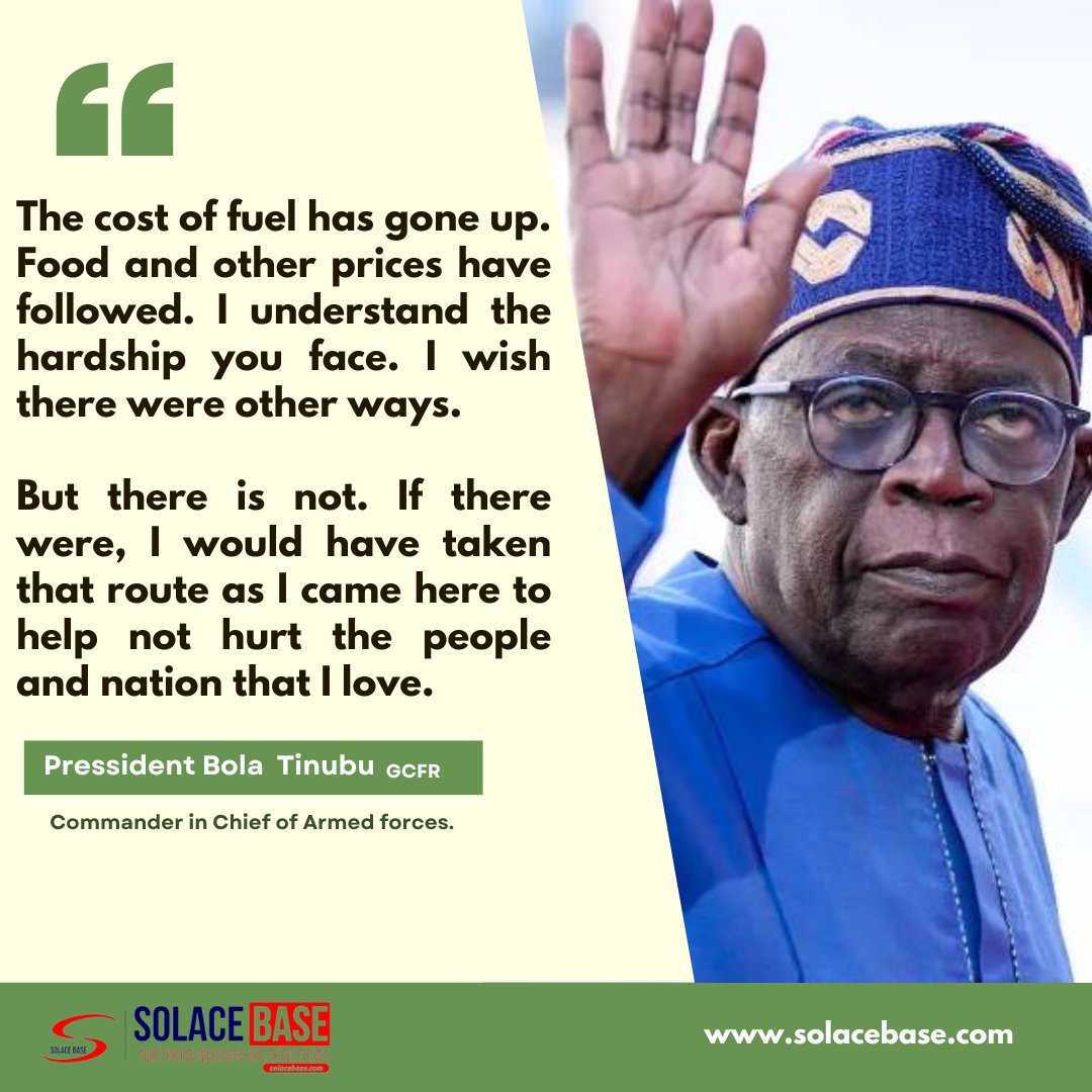 solacebase_ng's tweet photo. Read the full text of President Tinubu Nationwide Address here:
https://t.co/sS3RRkh8eD
#solacebase #tinubu #Nigeria https://t.co/P7YWLIdNjc