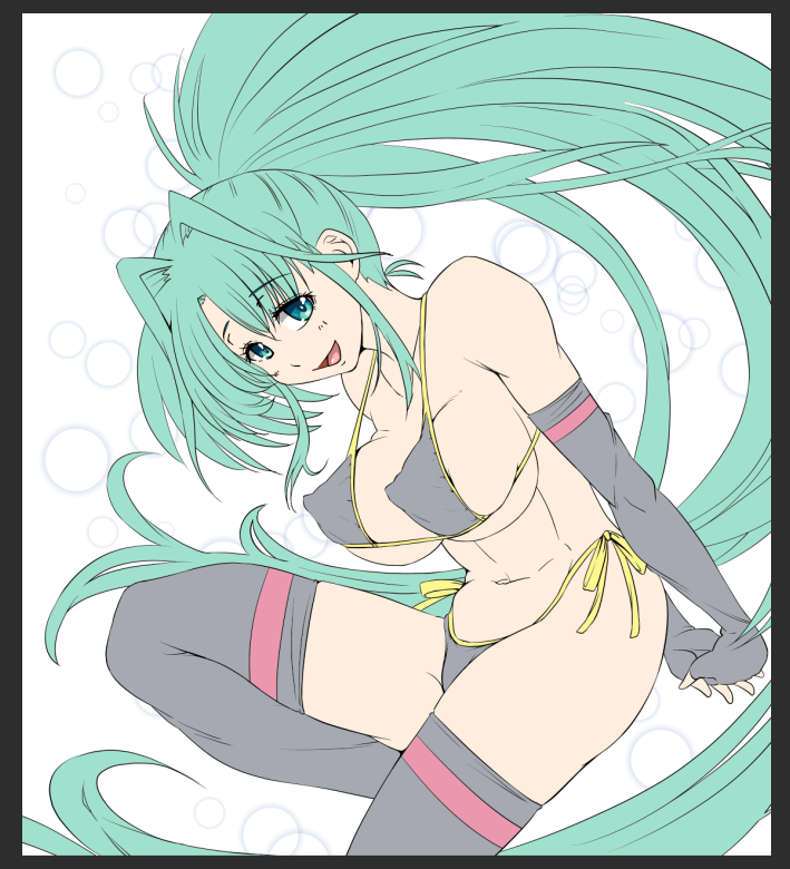 夏コミ色紙水着リンディさん( ˘ω˘) 