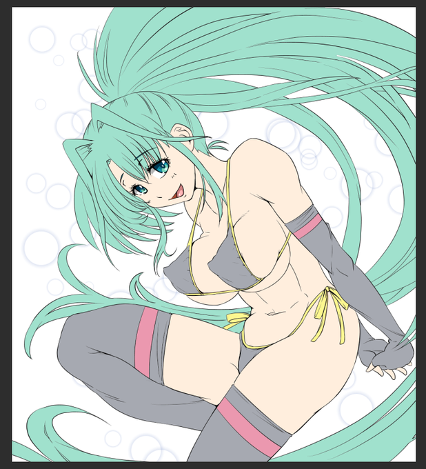 夏コミ色紙水着リンディさん( ˘ω˘) 