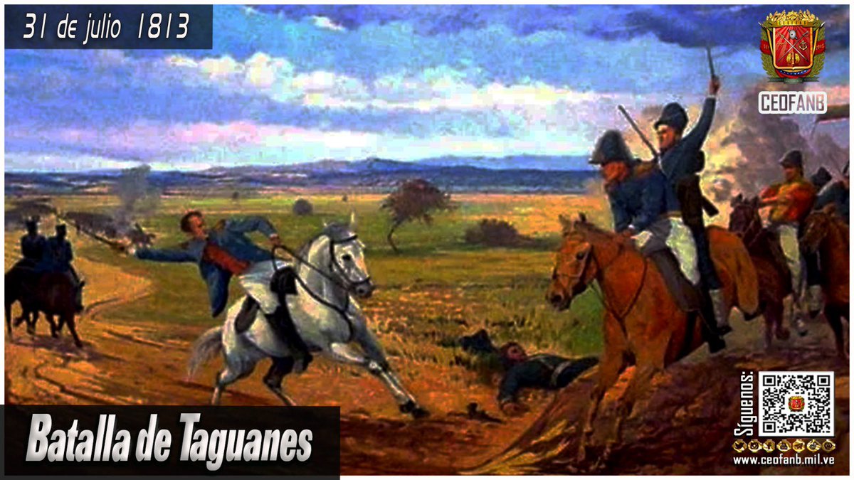 🔁RT || GJ. @dhernandezlarez: Hoy #31Julio celebramos con orgullo nuestra historia gloriosa. Tal día como hoy en 1813, en las llanuras del estado Cojedes, se libró la Batalla de Taguanes, comandada por el Libertador Simón Bolívar, cerrando con éxito la Campaña Admirable que desde