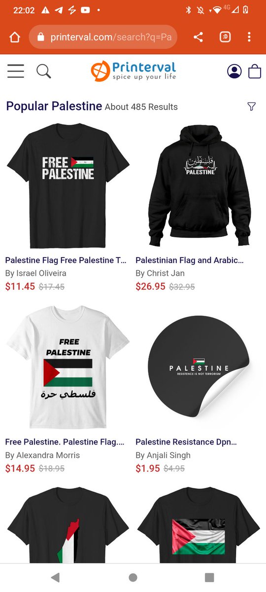 somanybotshere's tweet image. I ordered tee shirts from @printervalshop a month ago. They've now asked me 3 times Are you sure you want to go ahead with this order?, it seems because I ordered one of their 485 #Palestine items. #printerval.com creators beware. @OnlinePalEng @PDeepdive @Pal_action