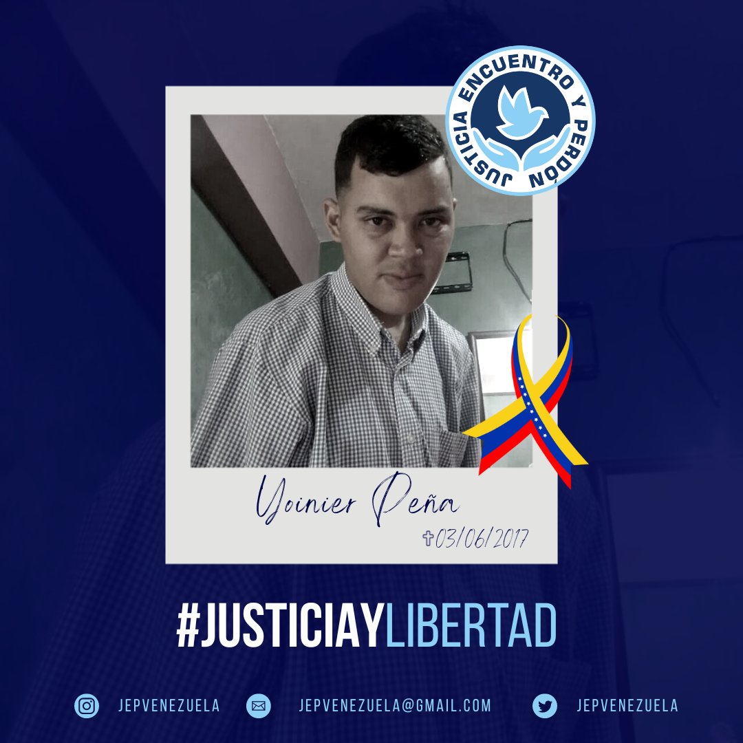 JEPvzla's tweet photo. Yoinier Peña fue asesinado en el estado Lara en una manifestación. Su madre lo recuerda como un joven dulce que siempre estaba dispuesto a sumar en positivo. Mantenemos viva la memoria de este venezolano que fue víctima de la represión armada  
#JusticiayLibertad https://t.co/TwXXq1lRyT
