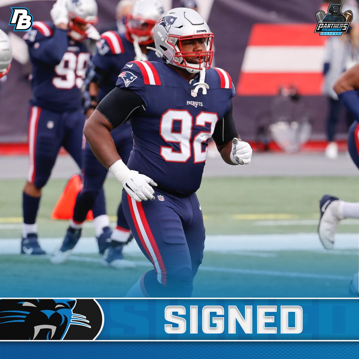 panthersbreakd's tweet photo. The #Panthers are signing former #Jaguars, #Falcons &amp; #Patriots DT Nick Thurman, per @seanstellato &amp; @TomPelissero. #KeepPounding 

At 6’4”, 305 LBS &amp; 28 years old, Thurman played a total of 8 games in 2020-2021 and he got 11 total tackles. https://t.co/OR5z4qtOHg