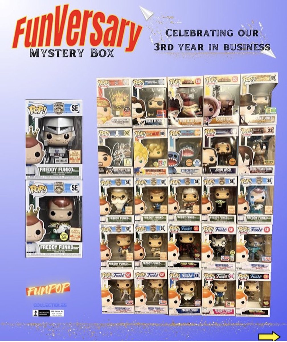 DisTrackers's tweet photo. FunVersary Mystery Boxes are Live at @FunpopC! #Ad
Use code DISTRACKERS10 for 10% off.
🚨$16 Each Box
🚨1 Funko Pop Per Box
🚨NO Purchase Limit
🚨Free Shipping on 6+ Boxes
🚨750 total boxes!

https://t.co/tPOSKWZq6l https://t.co/Vp4BG7dW9b