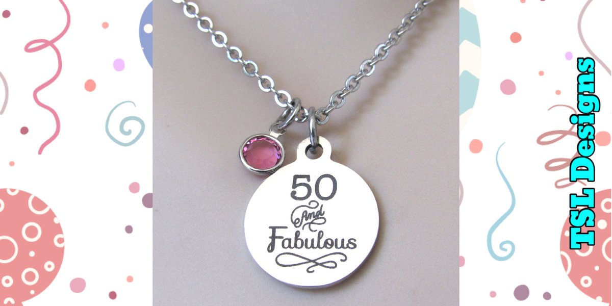 bythebeach1214's tweet photo. ✨NEW LISTING✨
50 and Fabulous Laser Engraved Necklace with Birthstone Crystal
https://t.co/hYJfl0UBhb
#necklace #handmade #jewelry #handcrafted #shopsmall #etsy #etsystore #etsyhandmade #etsyjewelry #50 #50th #50andfabulous #50thbirthday #fifty #fiftieth #birthdaygift https://t.co/fwPvPRjRvq