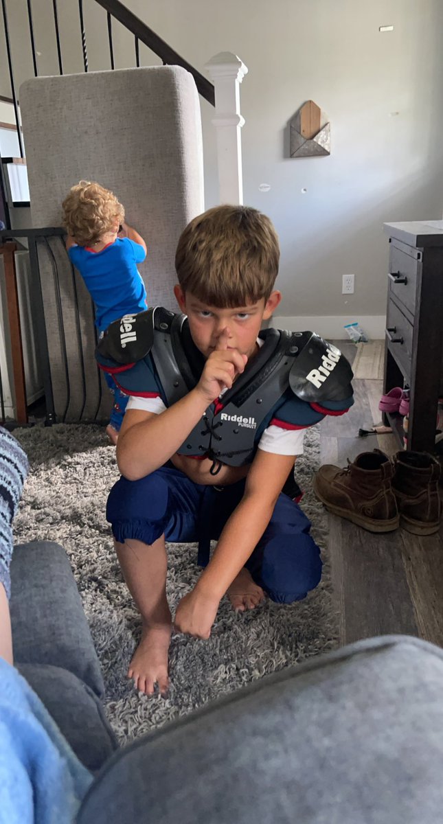 LexiSchnecker's tweet photo. Zan before his first football practice tonight. This kid 🤣🤣 https://t.co/YH8qvfvxnr