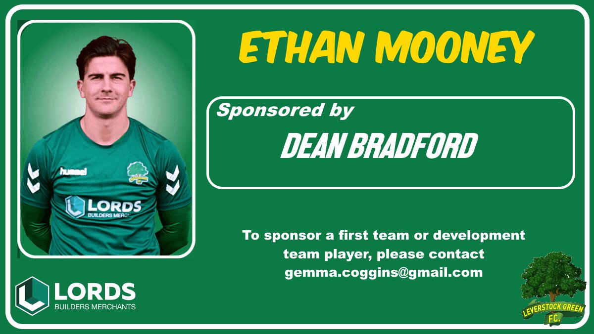 🌳⚽ PLAYER SPONSORS ⚽🌳

Thank you to <a href="/deanobradford/">Dean Bradford</a> for sponsoring Ethan Mooney 👍

✉ If you would like to sponsor a first team or development team player, please contact Gemma.Coggins@gmail.com