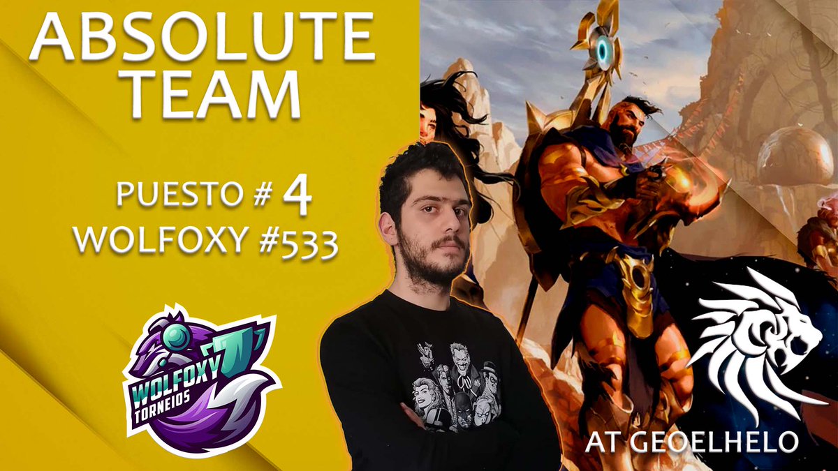 🦁🔥 ¡Noticias emocionantes! <a href="/GeoWeber25/">Geovanny Huebe</a>, el león Escanor, ha alcanzado el cuarto lugar en el Torneo Wolfoxy #533. 🏆🥉 Felicidades a Geoelhelo y su equipo por su destacada participación en esta competición. ¡Sigamos apoyando su valentía y determinación en los eSports! 🎉💪#GoAtk