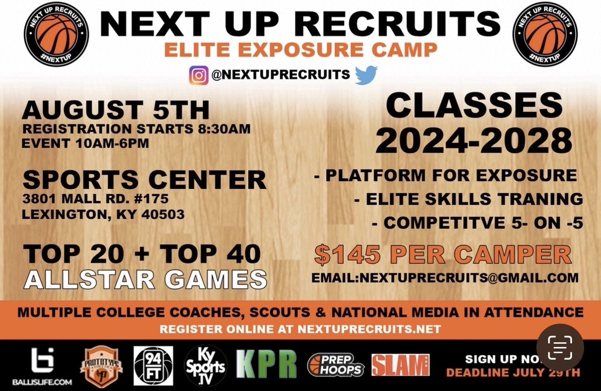NextUpRecruits (@nextuprecruits) on Twitter photo Recent 2025 signups:
5’10 G <a href="/JaxoBrown/">Jaxo brown</a> / Daviess
6’2 G <a href="/robinsonbrad13/">Bradley Robinson</a> / Bourbon
5’11 PG <a href="/SaxtonHoward11/">Saxton Howard</a> / LCA
6’3 G <a href="/GertonKristian/">Kristian Gerton</a> / Bryan Station
We’re extending camp registration until April 2nd - NOON.
Register here to lock in your camp spot:
nextuprecruits.sportngin.com/register/form/… Recent 2025 signups:
5’10 G <a href="/JaxoBrown/">Jaxo brown</a> / Daviess
6’2 G <a href="/robinsonbrad13/">Bradley Robinson</a> / Bourbon
5’11 PG <a href="/SaxtonHoward11/">Saxton Howard</a> / LCA
6’3 G <a href="/GertonKristian/">Kristian Gerton</a> / Bryan Station
We’re extending camp registration until April 2nd - NOON.
Register here to lock in your camp spot:
nextuprecruits.sportngin.com/register/form/…