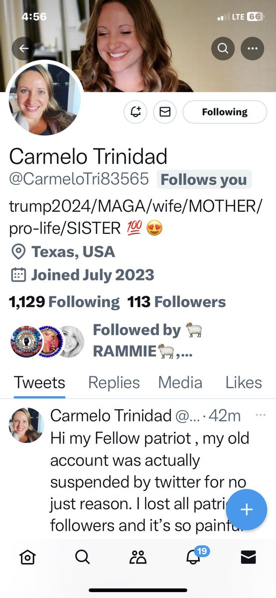 My friend and fellow patriot is rebuilding, please give her a follow @CarmeloTri83565