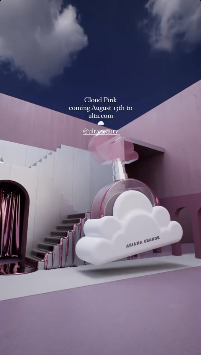 ArianaToday's tweet photo. Ariana’s new perfume “Cloud Pink” will be available on August 13th ☁️ https://t.co/ClXZByIcay
