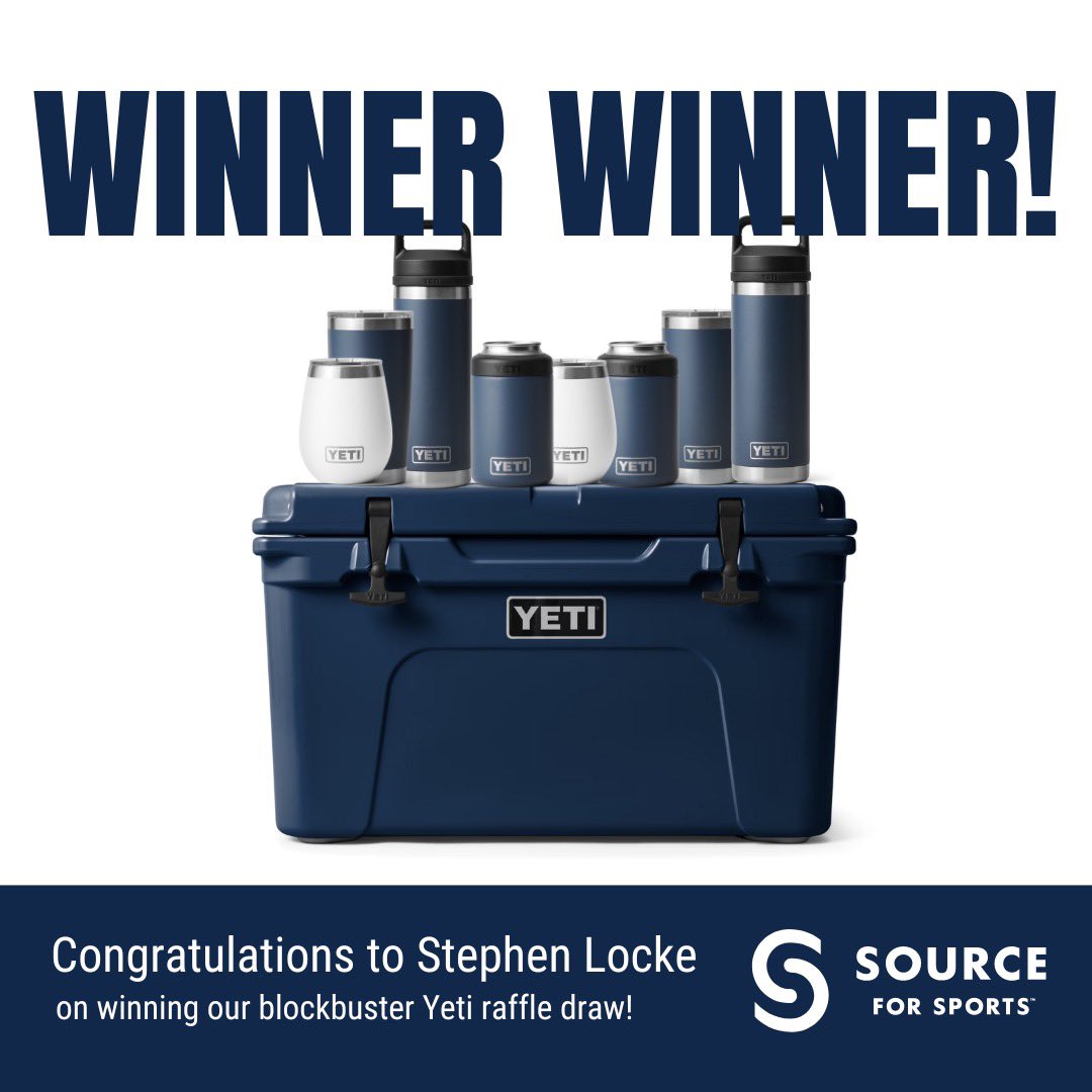 ThunderSelects's tweet photo. WINNER WINNER! Congratulations to STEPHEN LOCKE of Halifax. He is the lucky winner of our first annual YETI Prize Package Raffle valued at almost $850. Thank you to everyone who supported us, especially our friends at @ClevesSFS who hooked us up with this AMAZING prize package. https://t.co/diHv1Kp2dZ