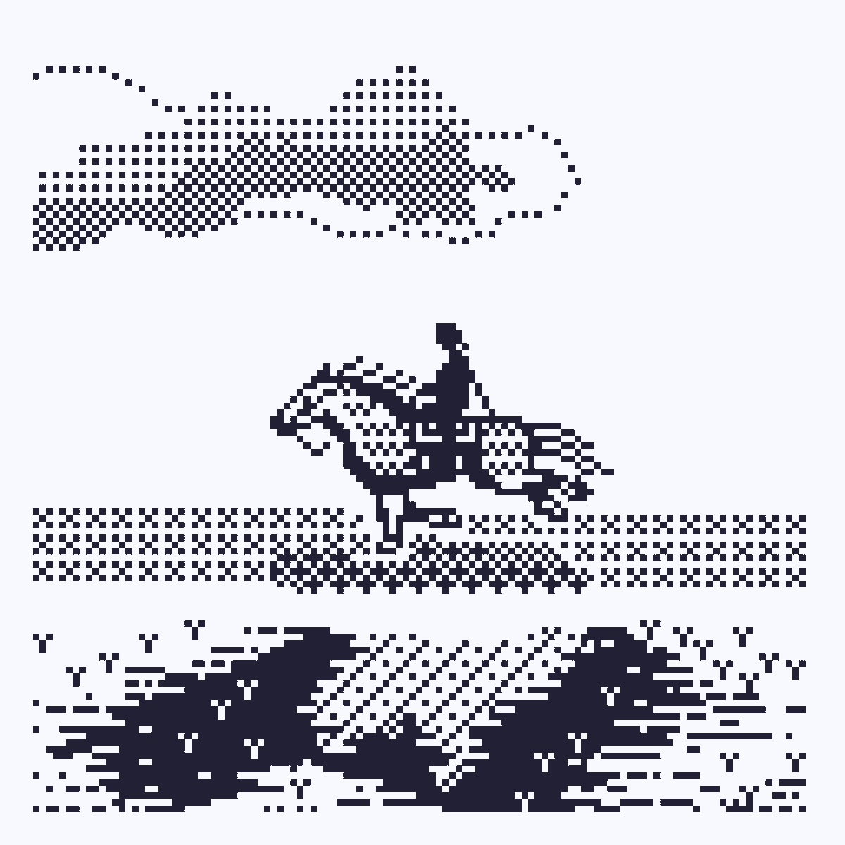 ExplosionMatcha's tweet image. An attempt at drawing a horse in 1 bit...  
#pixel_dailies #pixelart #ドット絵 @Pixel_Dailies