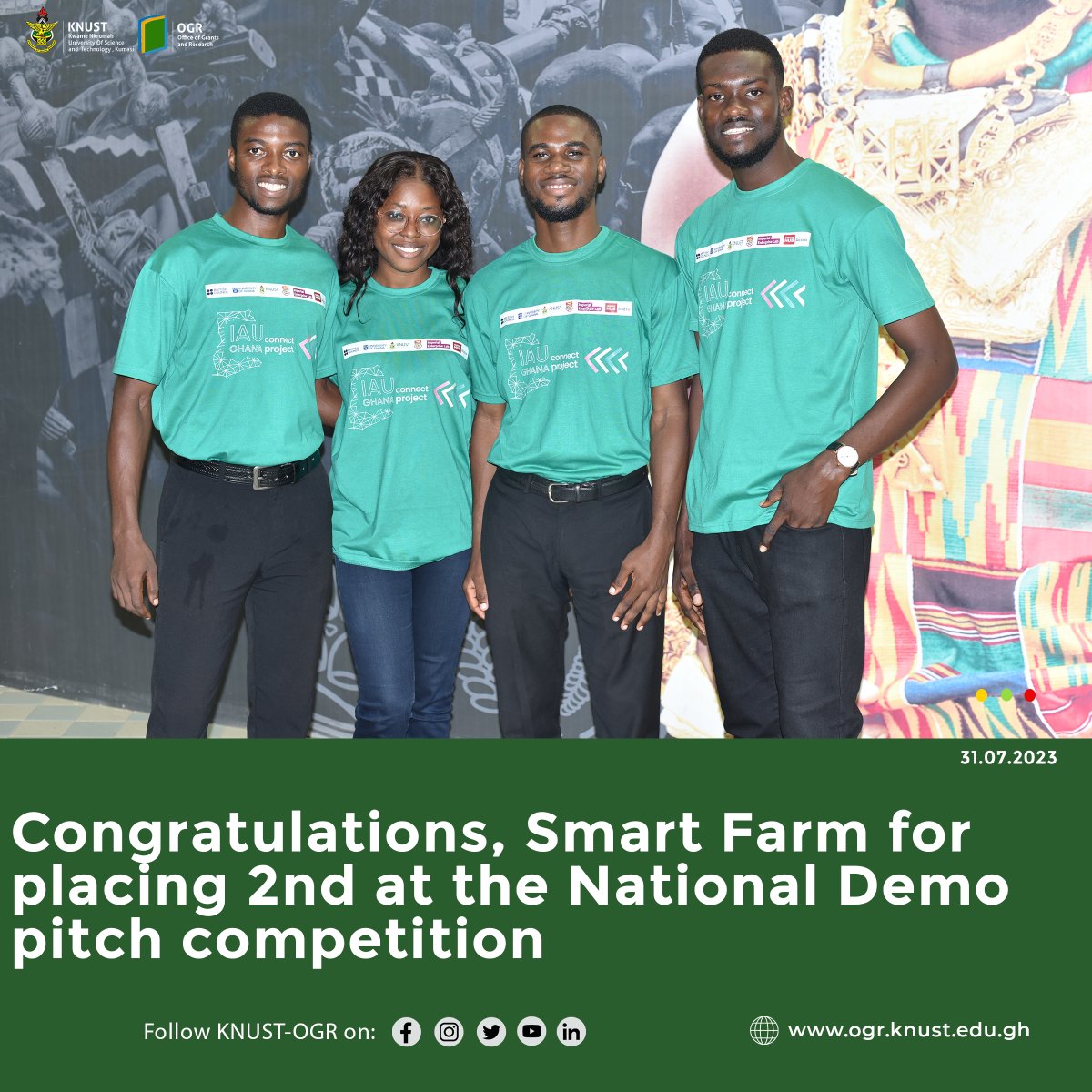 ogrknust's tweet photo. #Research and #innovation at the heart of everything we do. Congratulations, we're so proud of you, Mchan Organics and Smart Farm for picking the top prizes at the Innovation for African Universities (IAU) Ghana Connect project National Demo pitch competition.  #tekresearch https://t.co/9D4hgLp3lf