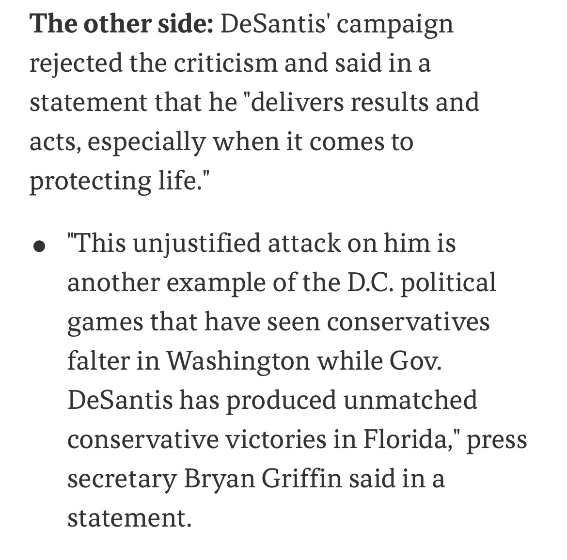 A reminder to the DeSantis campaign and @BryanDGriffin: If not for @sbaprolife, we don’t overturn Roe and there is no opportunity to achieve “results” in Florida. This is a stupid line of attack.