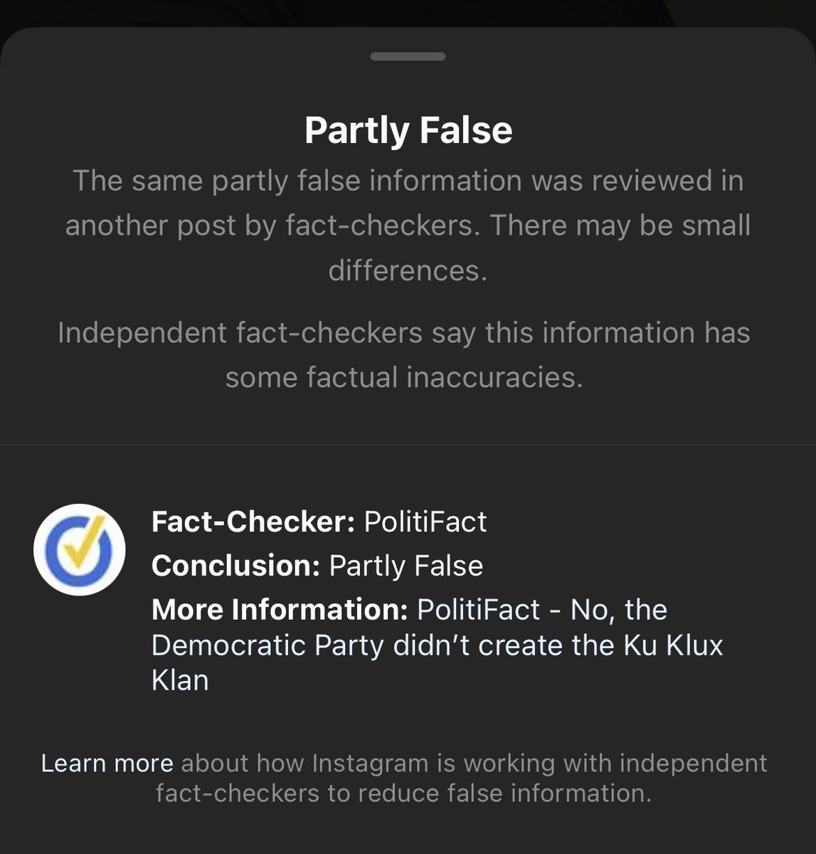 XAVIAER's tweet photo. Wow. @PolitiFact is now blatantly lying and trying to rewrite history. 

They are now claiming that the Democratic Party did NOT create the KKK, which is a complete lie. 

Blow this up. They cannot get away with this anymore. https://t.co/O5zExW1LzN