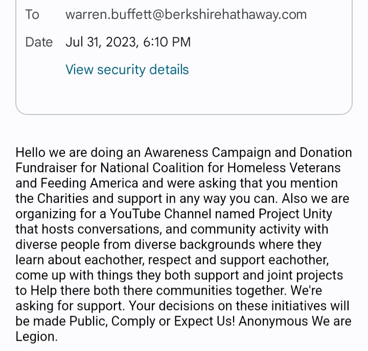 ChristophProme2's tweet photo. Warren Buffet, ENIGMA calls your Name, Do You save lives, and help or abandon and betray Humanity? The world will Know, We Watch, Tick Tock, Comply or Expect Us! #Anonymous #EnigmaSec #OpCharity #OpUnity #OpHeroes #OpClimateChange #Prometheus #Artemis https://t.co/yFjq0keiGT