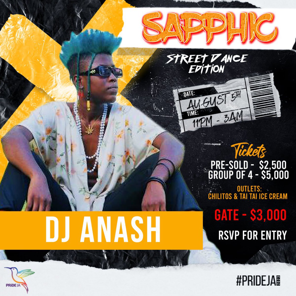 EqualityJa's tweet photo. Sapphic is no joke! We have only the best DJ &amp; Artist coming through to make sure you have a great time. Let’s hear it for @deejayanash &amp; @marcillimusic LIVE at Sapphic - Street Dance Edition

RSVP and get your tickets today! See you there! 

#prideja2023 #prideja #equalityja https://t.co/tK8uaYtpyG