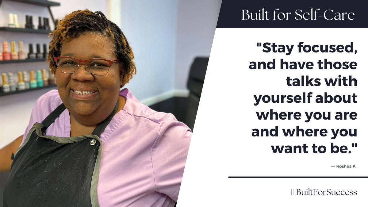 NashvilleMDHA's tweet image. Roshea has completed her tenure in MDHA’s Family Self-Sufficiency program. Now, she's prioritizing her goals while helping others realize their self-care routines – and, she’s nailing it. Visit bit.ly/BuiltForSelfCa… to learn how. #BuiltForSelfCare #BuiltForSuccess