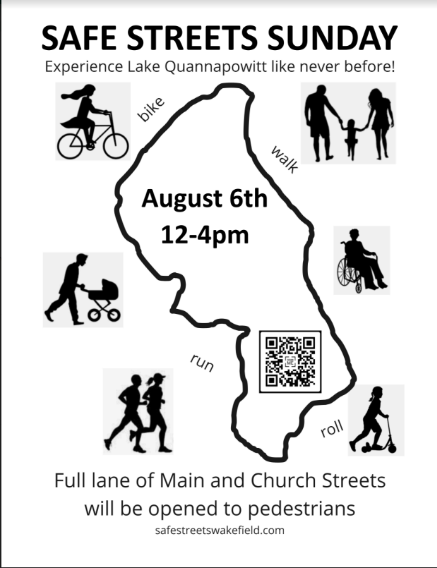 Lace-up or inflate those tires. Wakefield is hosting another Safe Streets Sunday this Sun 8/6 from 12 - 4 around LakeQ. It was great fun last year and we're ready to do it again!