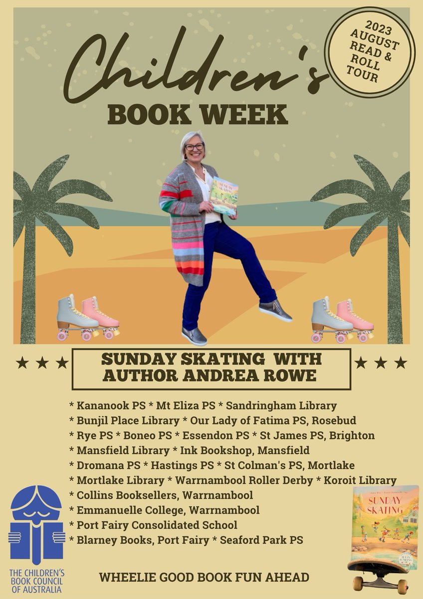 Hey there @TheCBCA Children's Book Week ... you're starting early for me with a huge month of reading & rolling, workshopping, & skating story times ahead! Looking forward to all the book-loving fun! @CBCAVic @HardieGrantCP #Childrensbookweek #Bookweek2023 #loveozkidlit