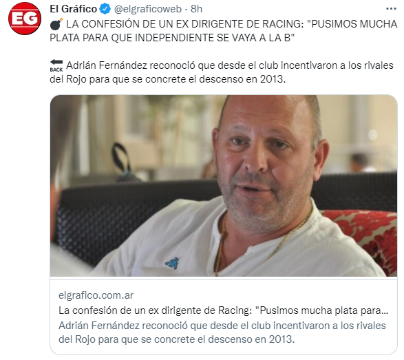 seba_cai's tweet photo. @SantinoDuarte_ Desde Grondona vino lo peor de Independiente y fue el más perjudicado cuando era el 1. El más favorecido será Racing, gracias a Estado y AFA casi desde siempre: Carbone y Barceló en amateurismo, Cereijo con el tricampeonato y estadio regalados, y sobre todo en estos años de robos https://t.co/FUbJuCFzjU