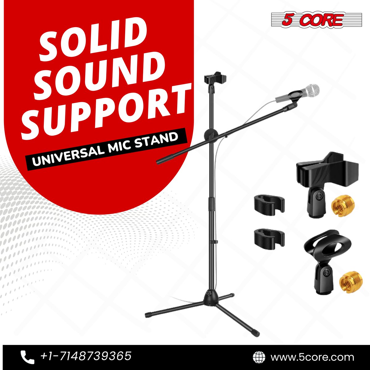 Tired of struggling with your mic setup? The Universal Adjustable Mic Stand is a game-changer! 
#micstands #microphonestands #proaudio #5coreusa #singer #artists #mickaraoke #micbluetooth #audioengineer