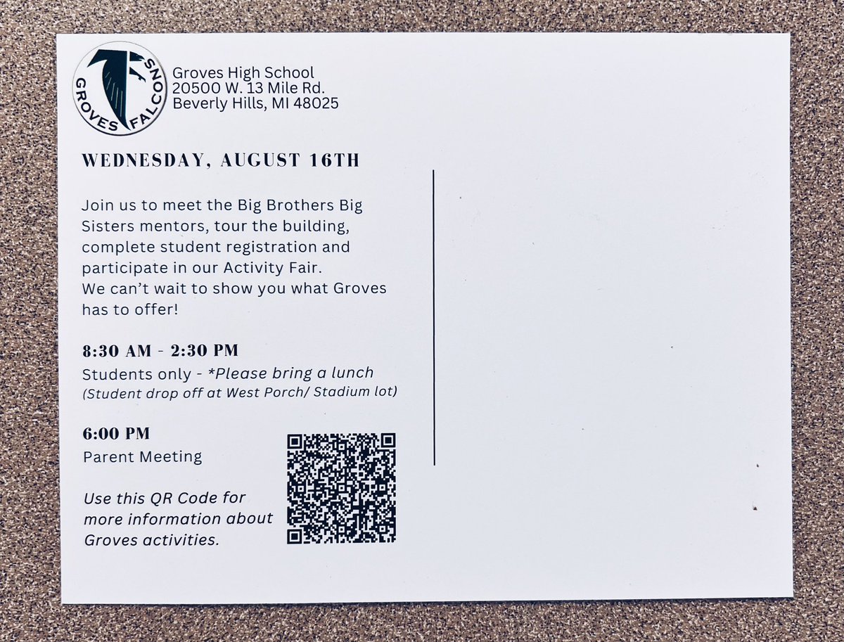 Molly Gezon (@mollygezony) on Twitter photo Falcon Freshmen, SAVE THE DATE for August 16! BBBS is excited to meet you, and get you excited, prepared, and confident for the first day of school! #GoGroves #ClassOf2027 <a href="/BirminghamPS/">Birmingham Schools</a> <a href="/DrSmithGroves/">Dr.SmithGroves</a> @Embekka Falcon Freshmen, SAVE THE DATE for August 16! BBBS is excited to meet you, and get you excited, prepared, and confident for the first day of school! #GoGroves #ClassOf2027 <a href="/BirminghamPS/">Birmingham Schools</a> <a href="/DrSmithGroves/">Dr.SmithGroves</a> @Embekka