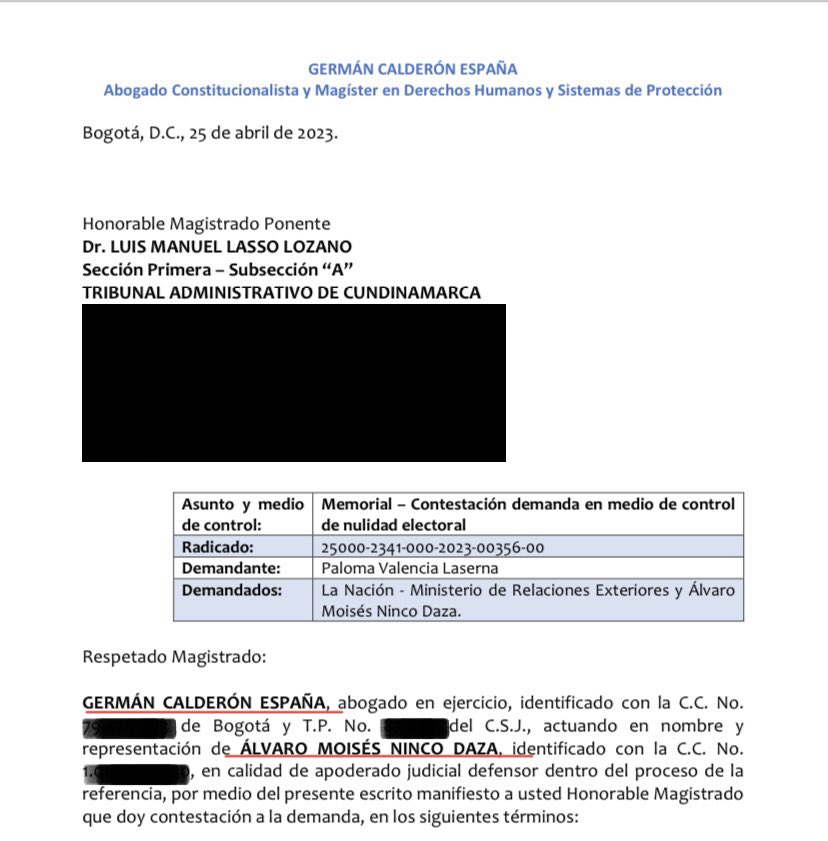 Danielbricen's tweet photo. El abogado Germán Calderón España quien ha defendido a la representante Susana Boreal y al embajador Álvaro Moises Ninco ante el Consejo de Estado acaba de recibir un contrato por $94.540.000 en la UTL de la misma Susana Boreal.

¿Coincidencia? https://t.co/Y92NXw0VJF