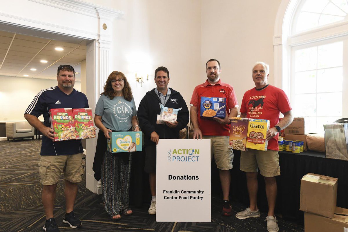 nysut's tweet image. At #LAP2023, locals from around the state collected donations for the Franklin Community Center Food Pantry.
 
In our communities, NYSUT members work day in and day out to uplift neighbors and help families make ends meet. Thank you to everyone who donated to this initiative.