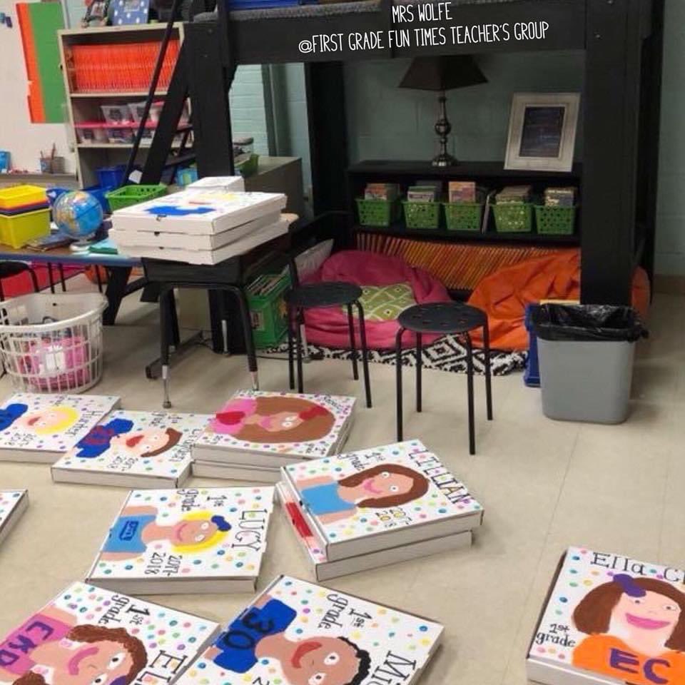 Love this classroom idea! Get pizza boxes & use them to store student work throughout the year! #classroomideas #teachers #edchat #education