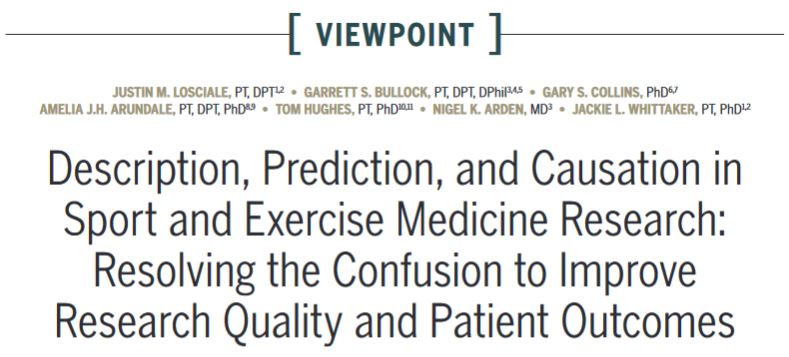 Labels matter for both researchers &amp; clinicians

So understanding the critical differences between 'Description, Prediction, &amp; Causation in Sport and Exercise Medicine Research' will help us improve clinical care 🤝

Learn more 👉 ow.ly/xG3r50Pb1HV

#yourJOSPT
