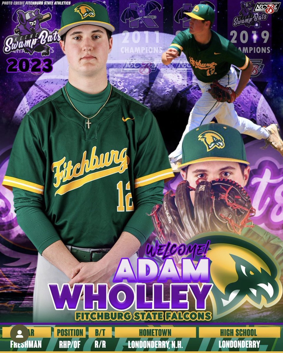 Sophomore LHP Jason Bickford (Exeter NH) and Freshman RHP Adam Wholley (Londonderry NH) have been pitching this summer for the Keene Swamp Bats of the NECBL.
We love the Granite State!