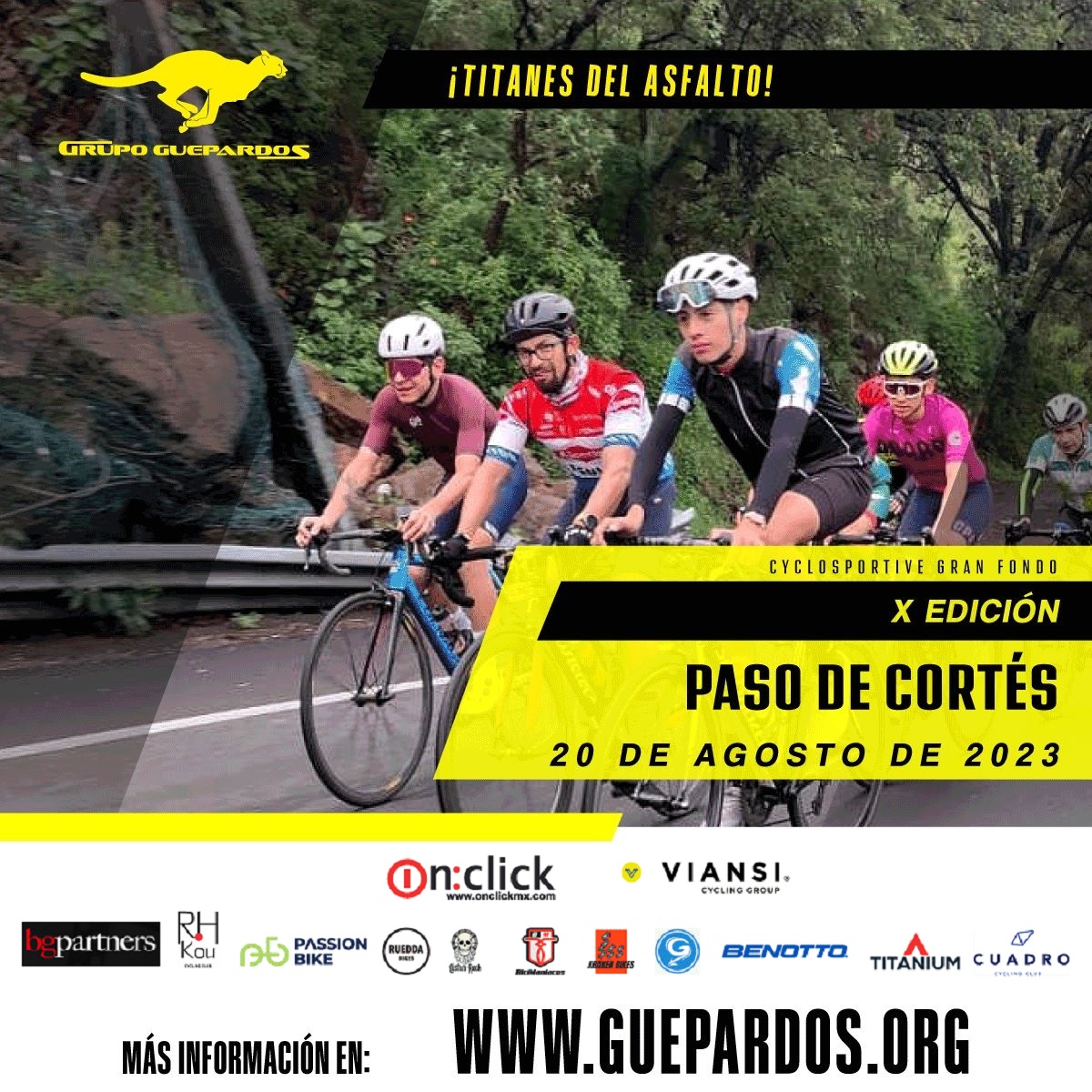 Gran Fondo Paso de Cortes 20 de agosto  guepardos.org

#PasoDeCortes #CiclismoDeRuta #Cronoescalada #MundoCiclista #GranFondo #Ciclismo #Cyclosportive #Mexico #GrupetaGuepardos #Viansi #GuepardosChallenge #RetoGuepardos #BGParthners #OnClick #TeVeoEnLaMeta #Ciclismo