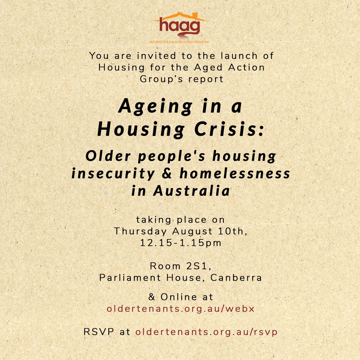 Our delegation is ready to descend on Canberra to demand politicians to listen to real solutions to the housing crisis. They can really use your support amplifying their voices and tuning in to encourage them on August 10th, please come along houseonfire.oldertenants.org.au/ageing-in-a-ho…
