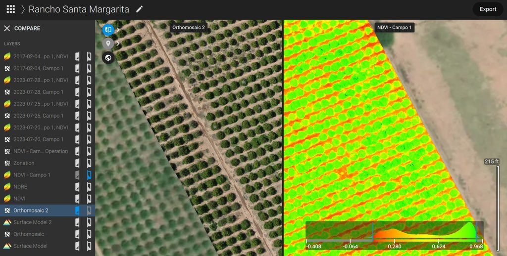 Agro_Watts's tweet image. We are analyzing this orange tree orchard with #Pix4DFields 
We collected the imagery with a Mavic 3MS . Not for nothing, Pix4D Fields is the king when we talk about digital agriculture software.