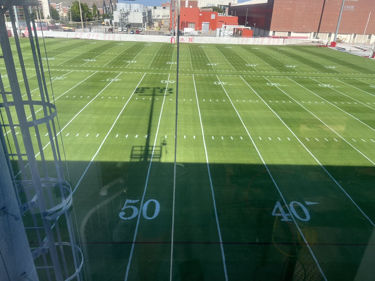 Handed over the fields to @HuskerFBNation for day 1 of fall camp today! The past month and a half have been a challenge and a grind, we put in many long hours, but I am very pleased with the results and it held up beautifully today! Brought natural grass back! #GBR #Huskers 🏈🌽