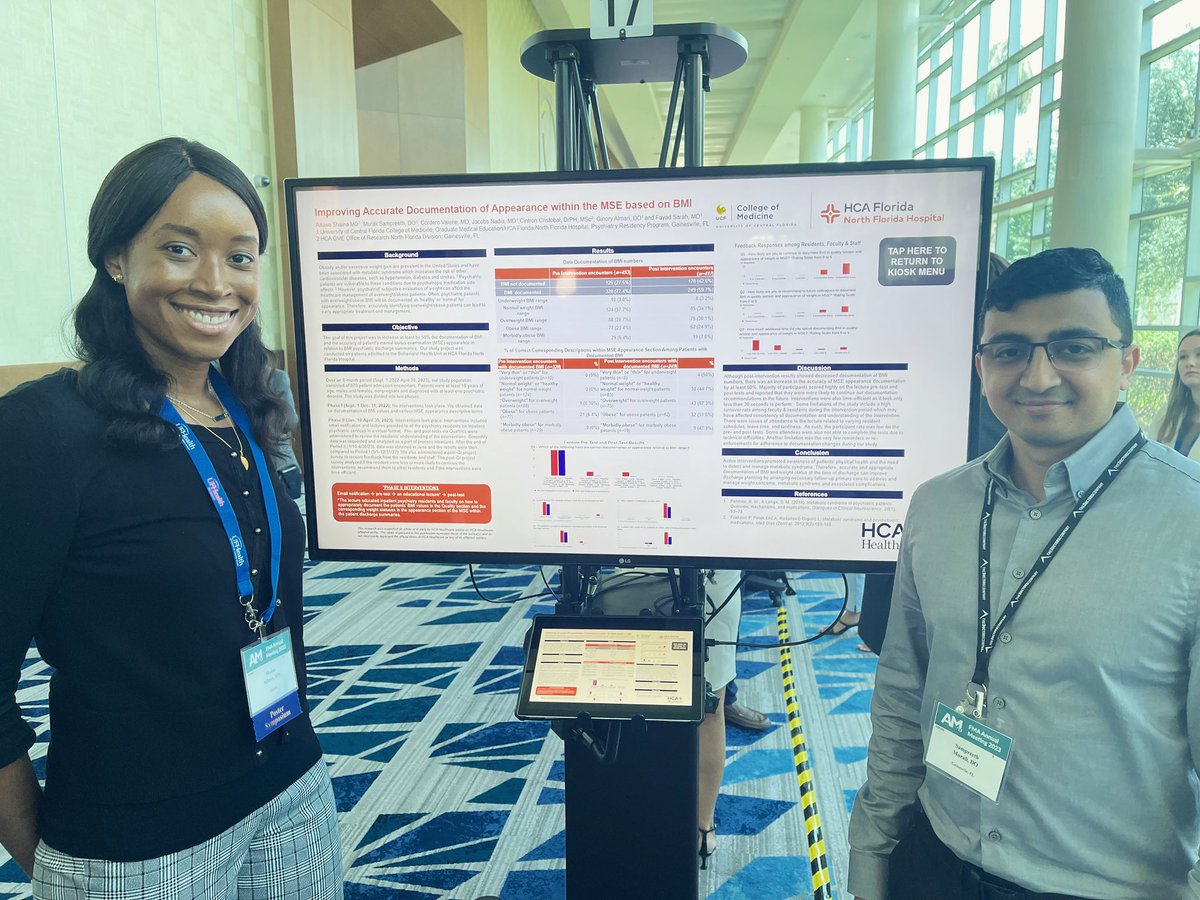 This past weekend was the @FloridaMedical’s 2023 FMA Annual Meeting in Orlando! Our PGY-3 residents Dr. Aifuwa and Dr. Murali were selected to present at the David A. Paulus, MD Poster Symposium.

#psychiatry #psychtwitter #psychresidency #psychmatch #FMAdocs #FMA2023