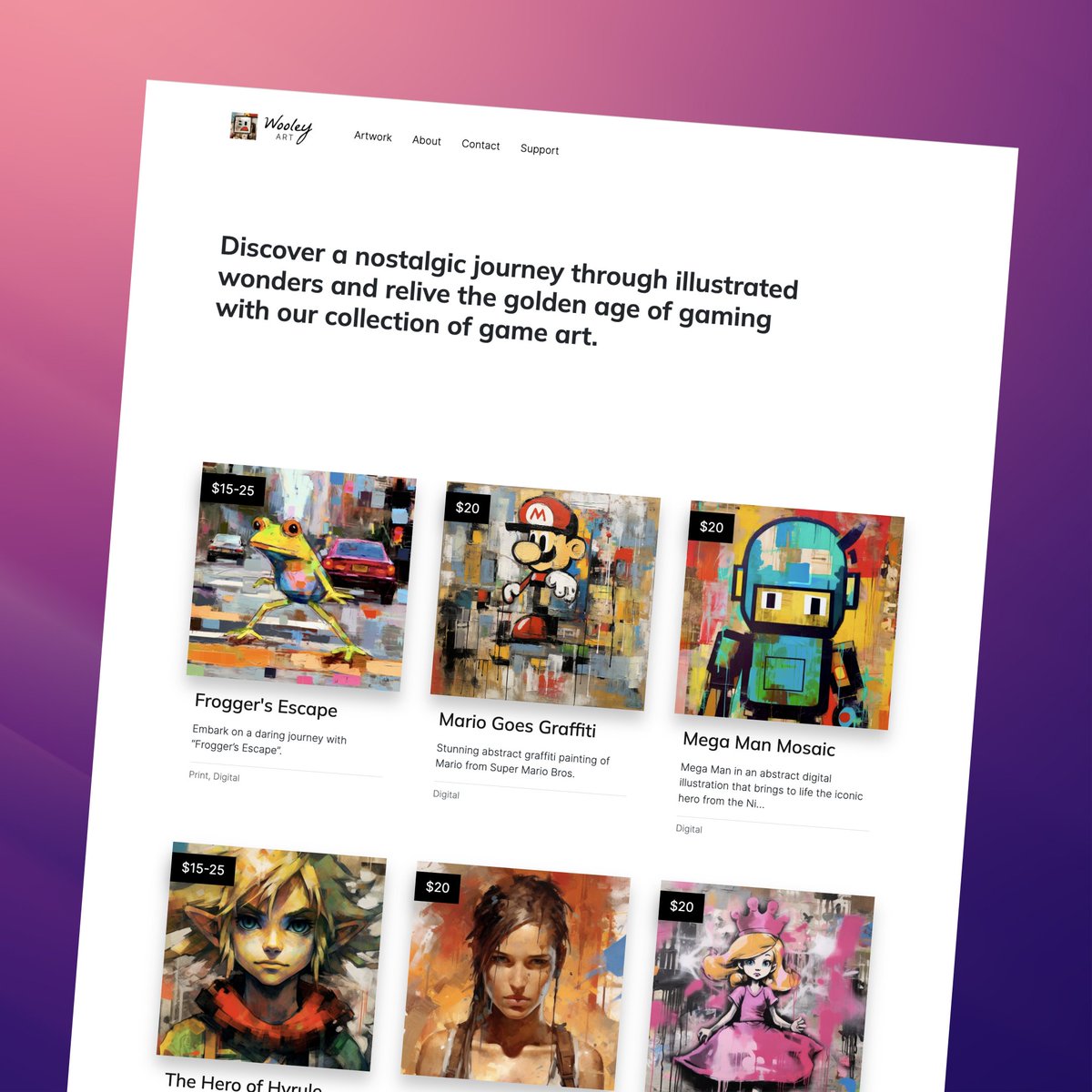 325studioDesign's tweet photo. At 325 Studio, we were delighted to collaborate on this website and logo project for 𝗪𝗼𝗼𝗹𝗲𝘆 𝗔𝗿𝘁, a celebration of iconic characters that have become an integral part of our gaming heritage. https://t.co/k0oaKTwJtZ #GameArt #WebsiteDesign #LogoDesign https://t.co/aOdrOxYXnj