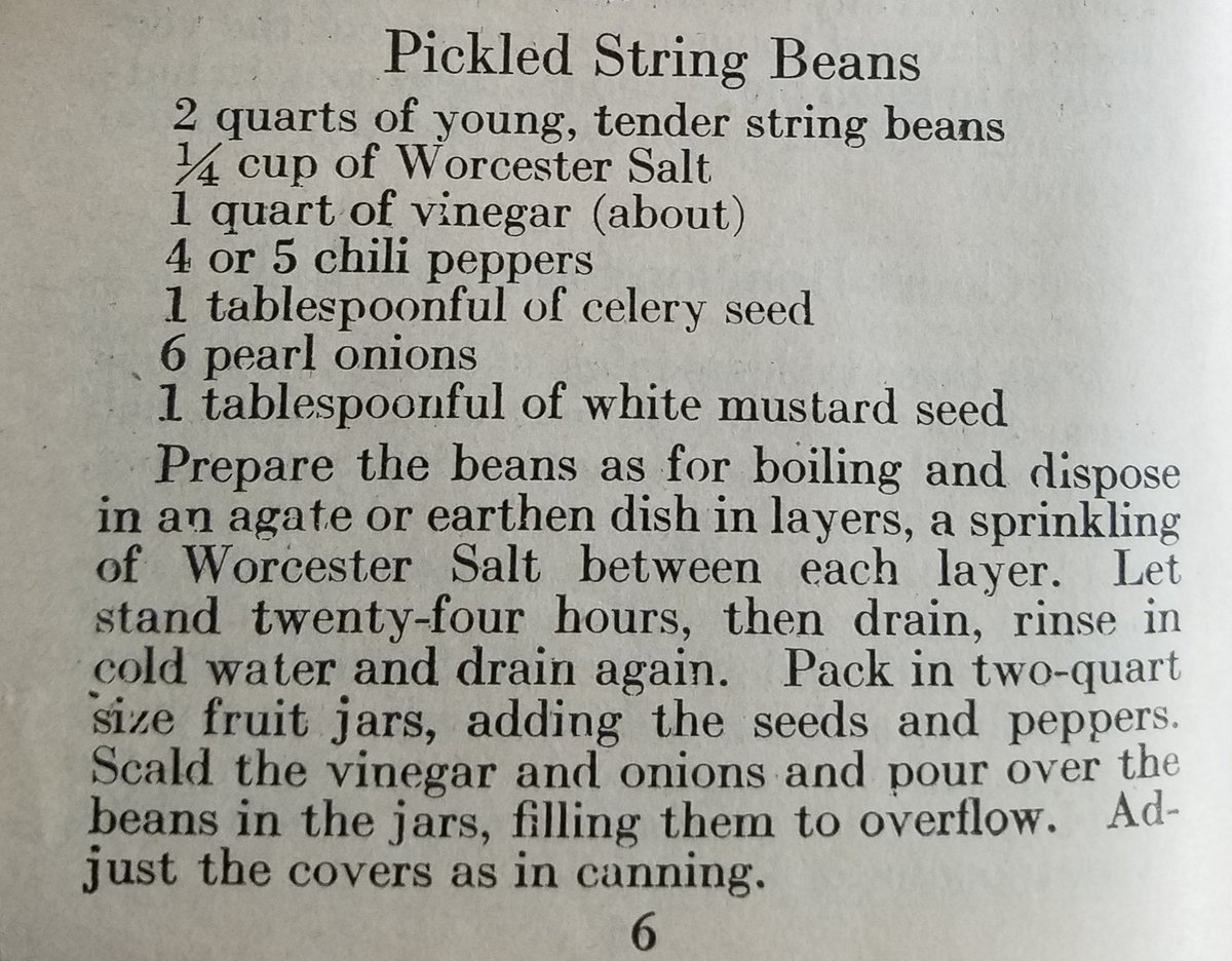 Pickled String Beans
-The Worcester Cook Book, circa 1910